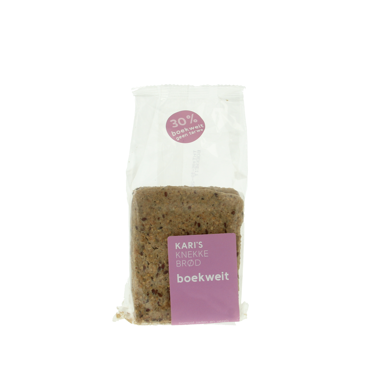 Kari's Crackers bio buckwheat crispbread in 200g package, showcasing the whole cracker with a textured surface.