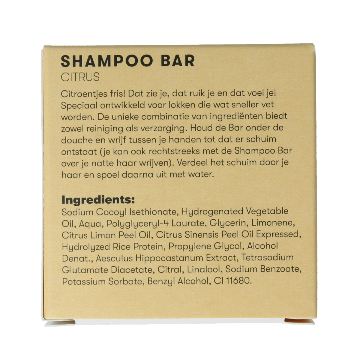 Shampoobars citrus shampoo bar for hair care, 60 grams, with fresh citrus slices and natural ingredients in a clear container.