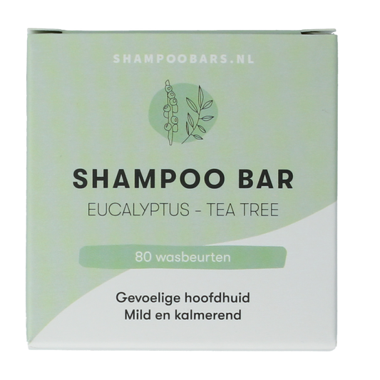 Shampoobars eucalyptus and tea tree shampoo bar, 60g, natural hair care product with fresh botanical ingredients.