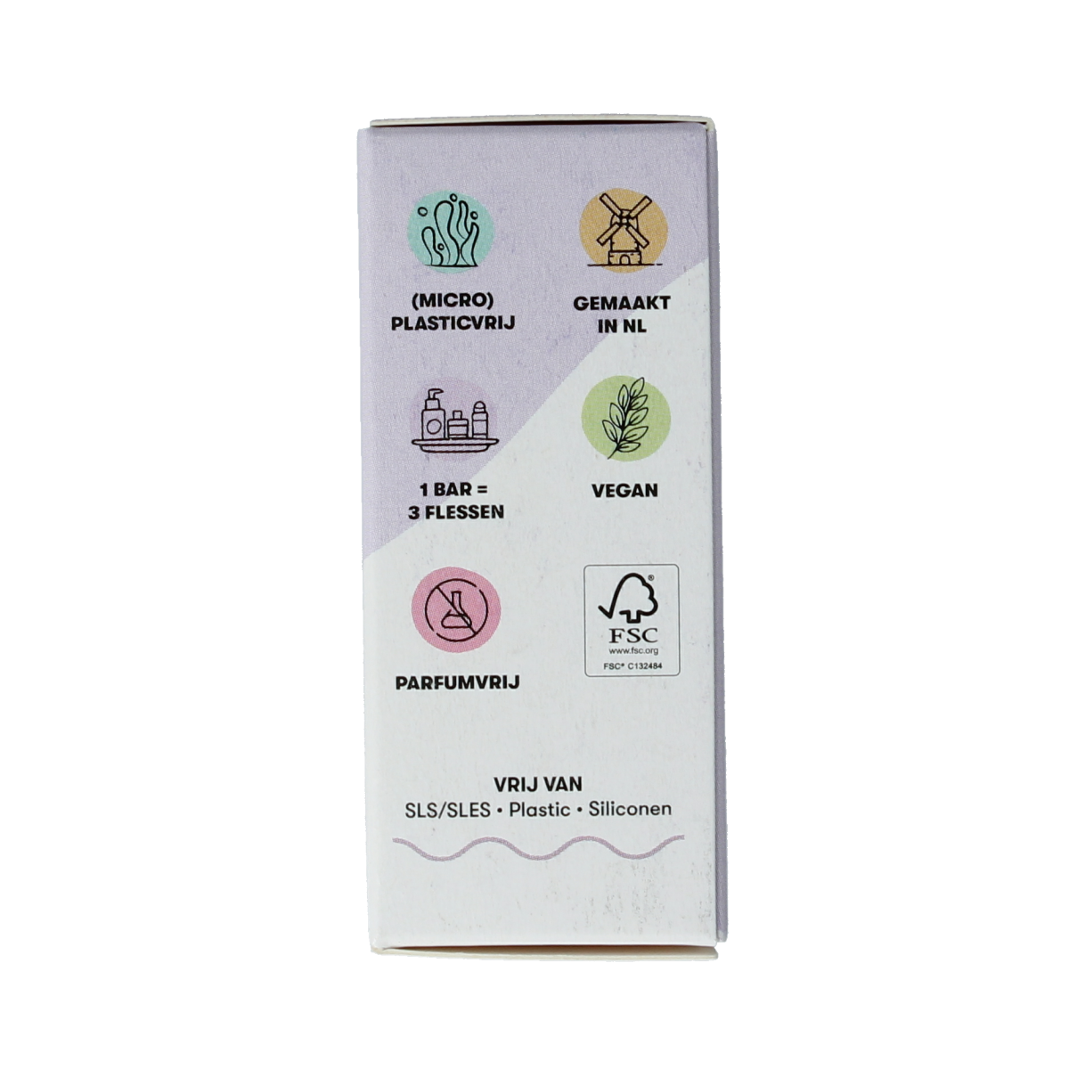 Lavender shampoo bar from Shampoobars, 60g, natural hair care product with a purple soap bar on a clean background.