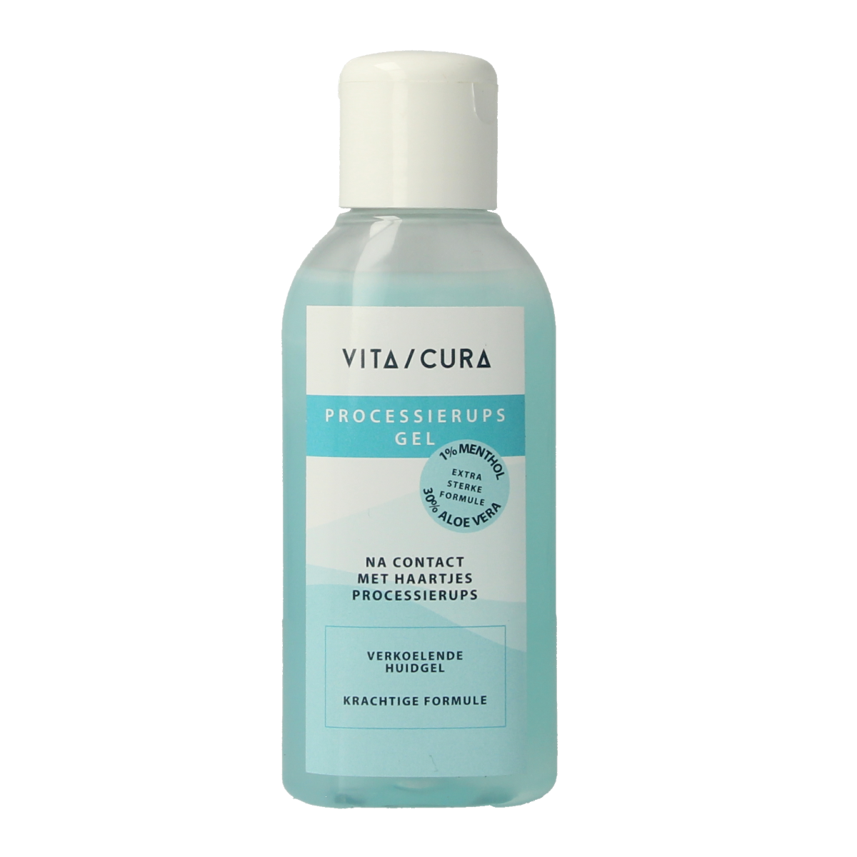 Vitacura Processierups gel 100ml, body care product in a clear tube with a white cap, designed for skin soothing.