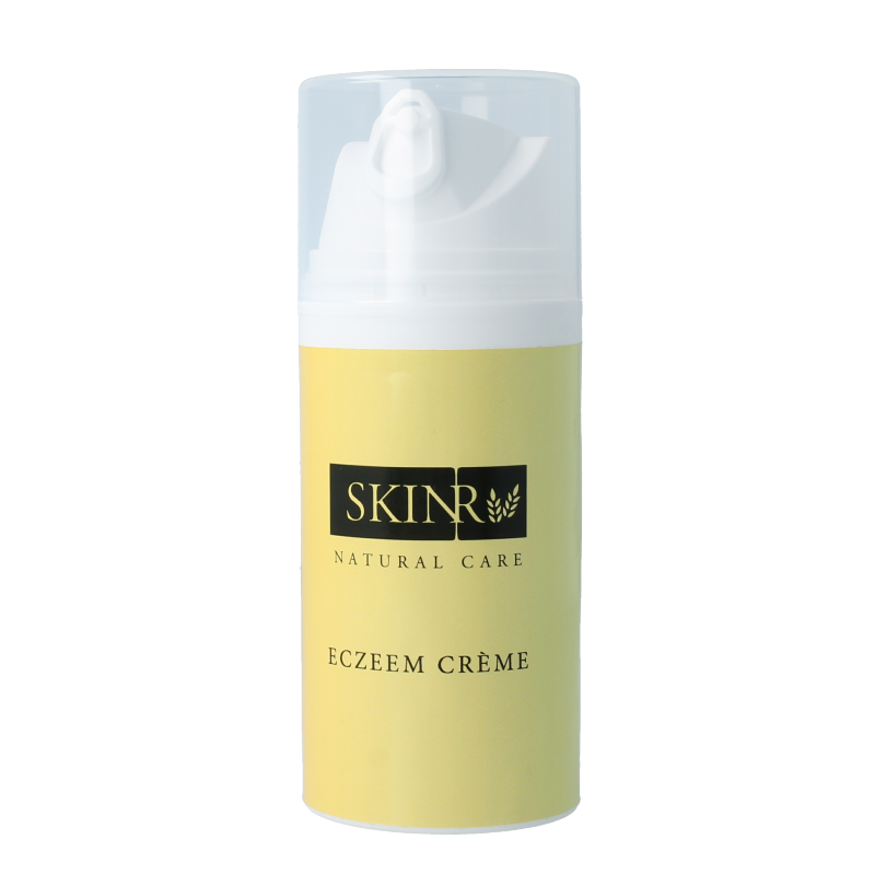 Skinr Eczeem creme in 100ml tube, soothing body care product for eczema relief, displayed in a clean, professional setting.