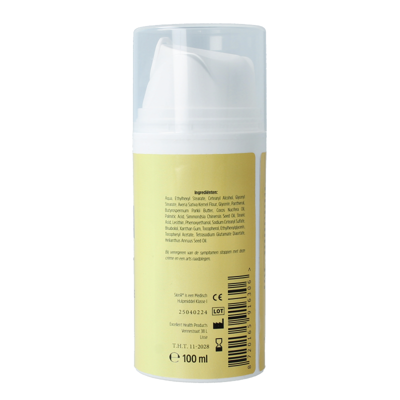 Skinr Eczeem creme in 100ml tube, featuring calming lotion for skin care and relief from eczema symptoms.