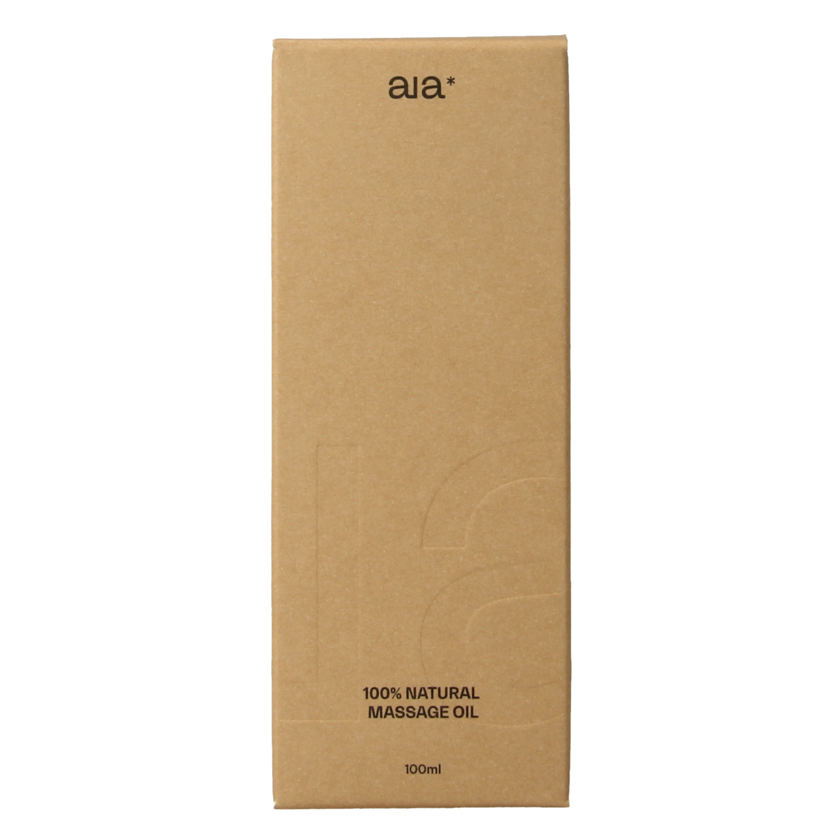 Aia* massage oil in 100ml bottle, natural body care product with a clear label, designed for relaxing massage and skin nourishment.