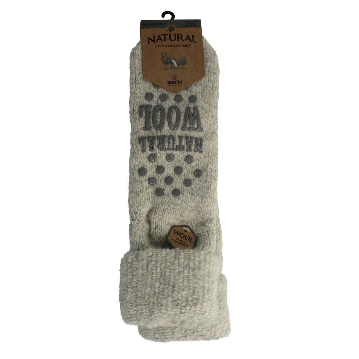 Apollo Slofsok anti-slip unisex grijs/beige sokken maat 43-46, pair of comfortable slip-resistant socks.