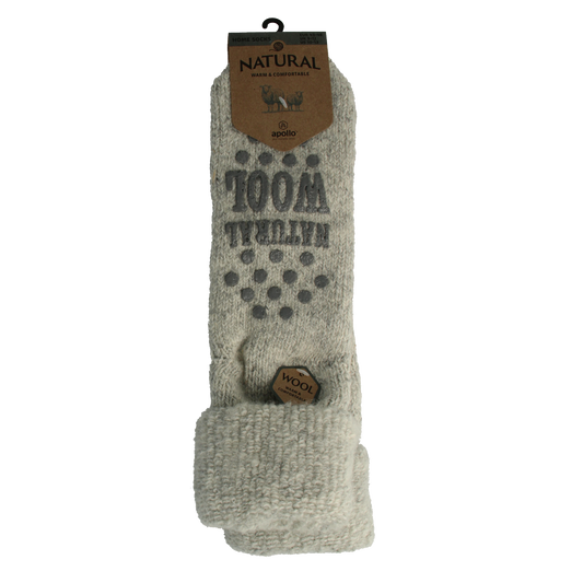 Apollo Slofsok anti-slip unisex grijs/beige sokken maat 43-46, pair of comfortable slip-resistant socks.