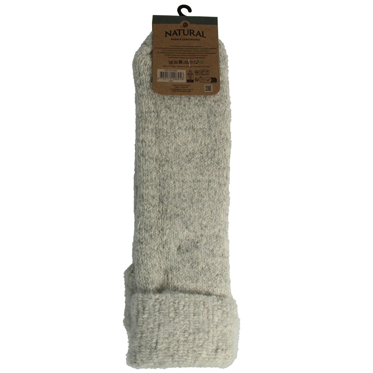 Apollo Slofsok anti-slip unisex socks in gray/beige, size 43-46, with grip soles, shown in image 8720172208456_A7N1.