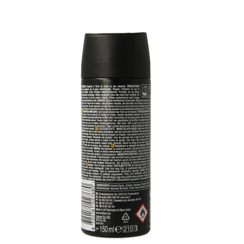 AXE Deodorant Bodyspray Wild Mojito & Cedarwood, 150ml, featuring a spray bottle with a fresh, aromatic scent for men.