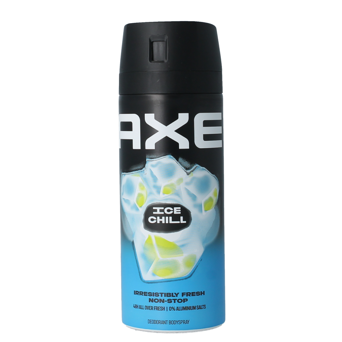 AXE Ice Chill deodorant bodyspray in 150ml spray bottle, featuring sleek black packaging with blue accents.