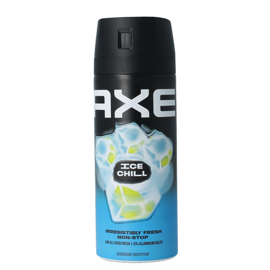 AXE Ice Chill deodorant bodyspray in 150ml spray bottle, featuring sleek black packaging with blue accents.