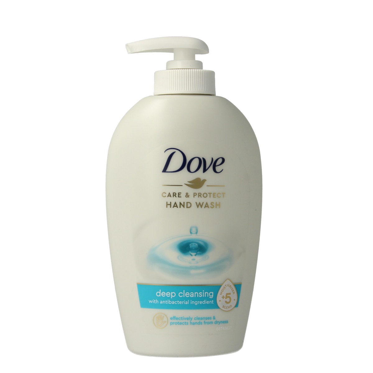 Dove Handzeep liquid care and protect hand soap in a 250ml bottle, designed for gentle hand cleansing and skin protection.