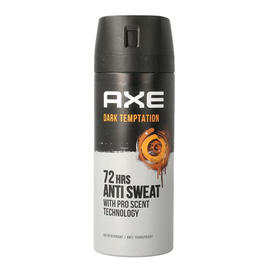 AXE Dark Temptation anti-perspirant deodorant in 150ml bottle, featuring dark chocolate and sensual fragrance design.