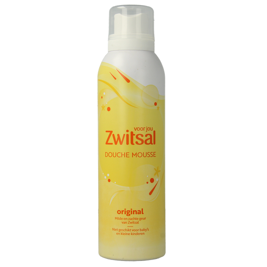 Zwitsal Douche Mousse Original in 200ml bottle, gentle baby and toddler body wash with soft, foamy texture.