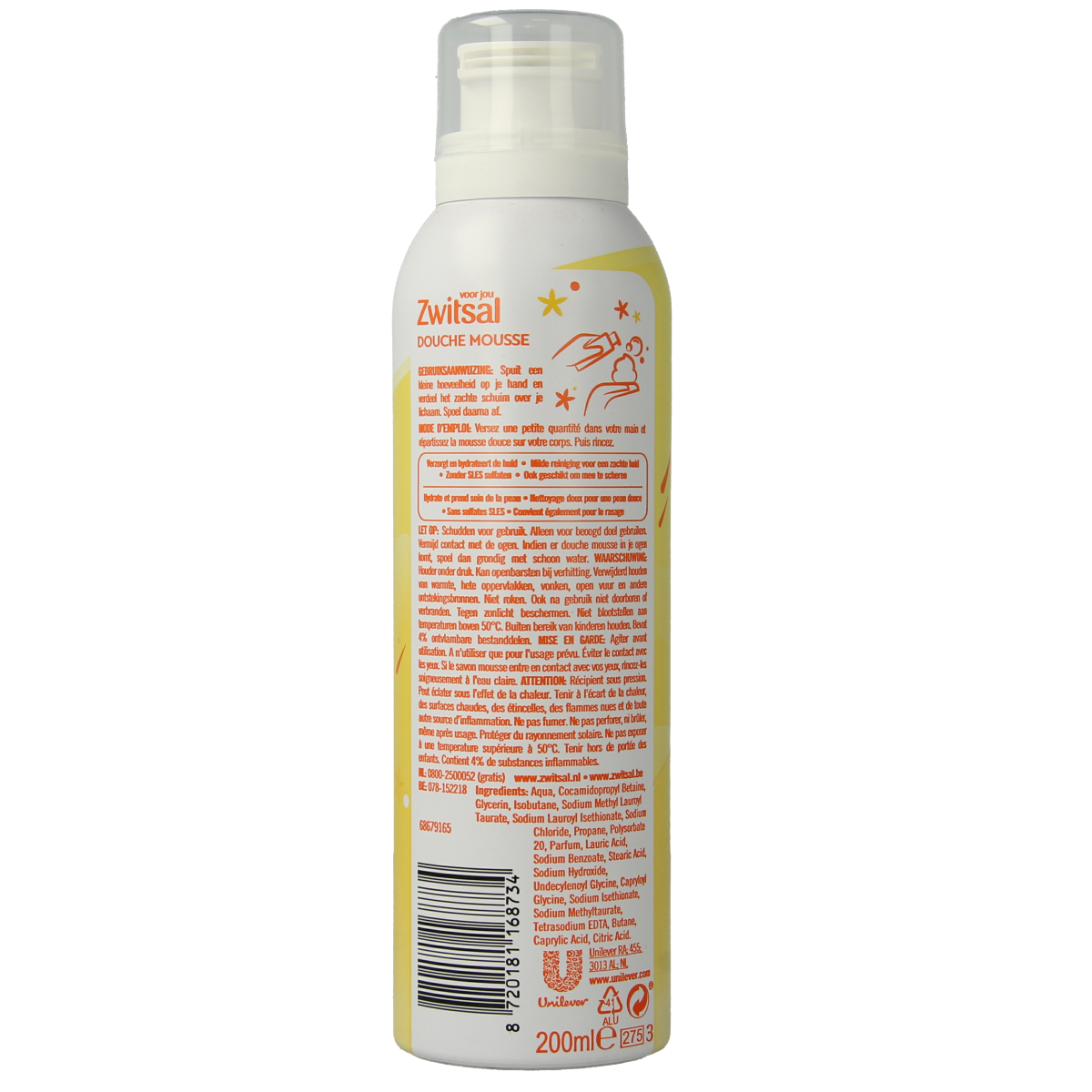 Zwitsal baby douche mousse original 200ml, gentle baby and toddler cleansing foam with soothing ingredients.