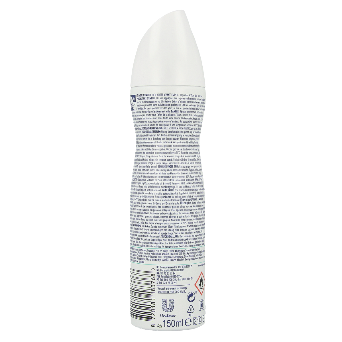 Rexona Deodorant spray shower fresh 150ml bottle with a sleek design and spray nozzle, suitable for daily use.