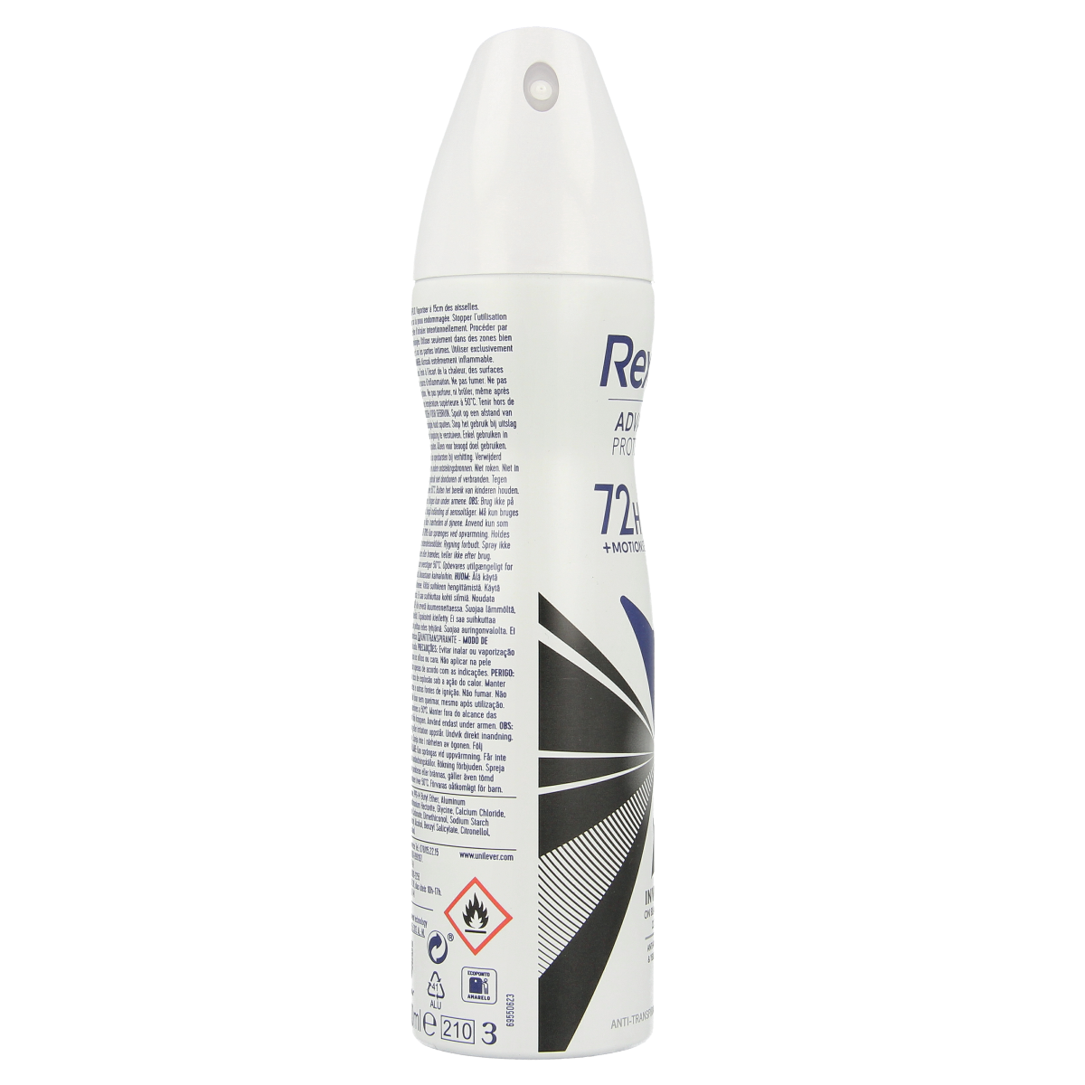 Rexona Invisible Deodorant Spray 150ml bottle with clear label and aerosol spray nozzle.
