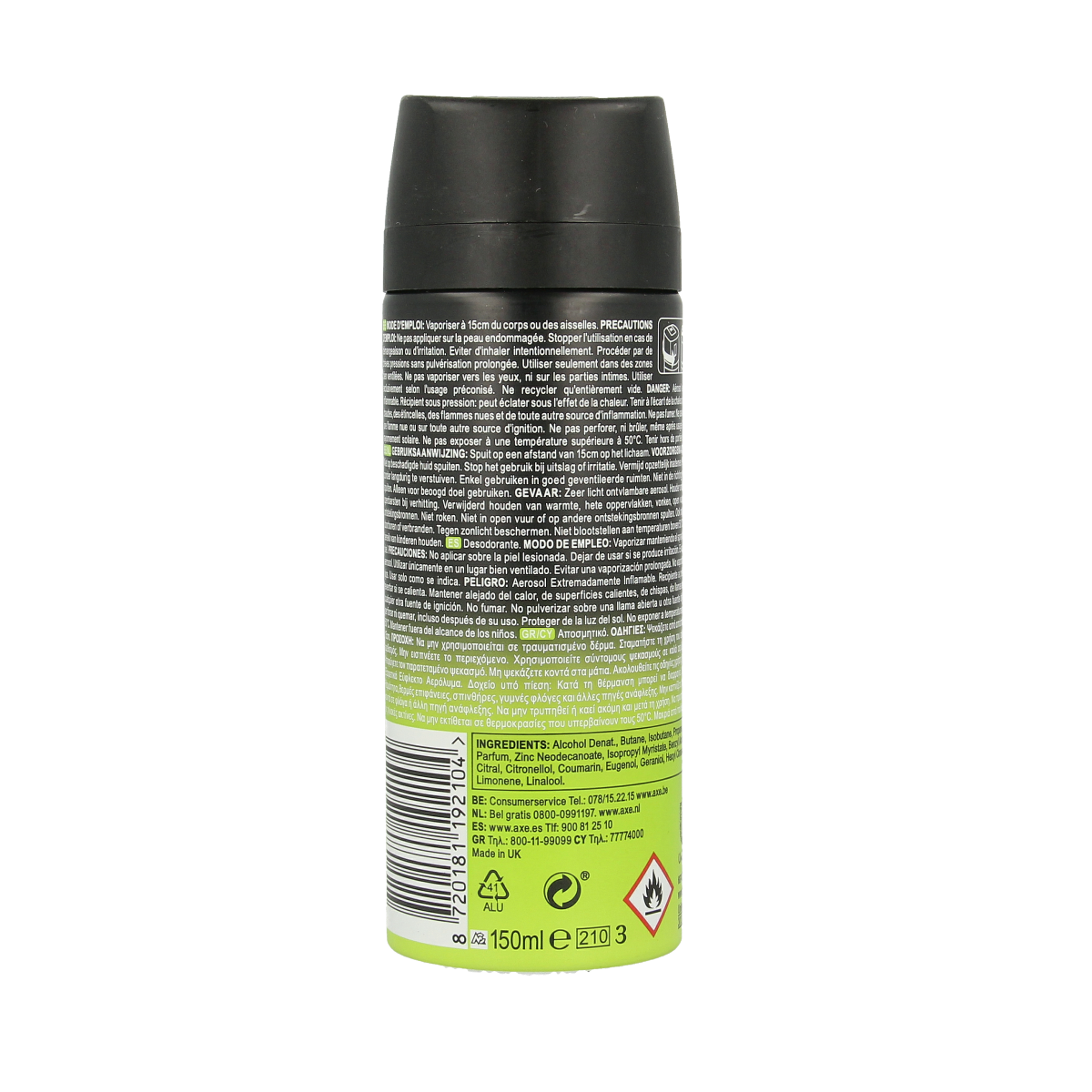 AXE Epic Fresh deodorant body spray bottle, 150ml, with sleek design and label showing AXE branding and fresh scent.