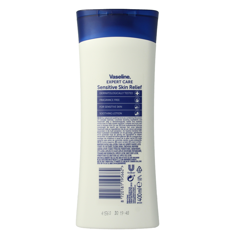 Vaseline Expert Care Sensitive body lotion 400ml bottle with smooth, moisturizing skin care for sensitive skin.