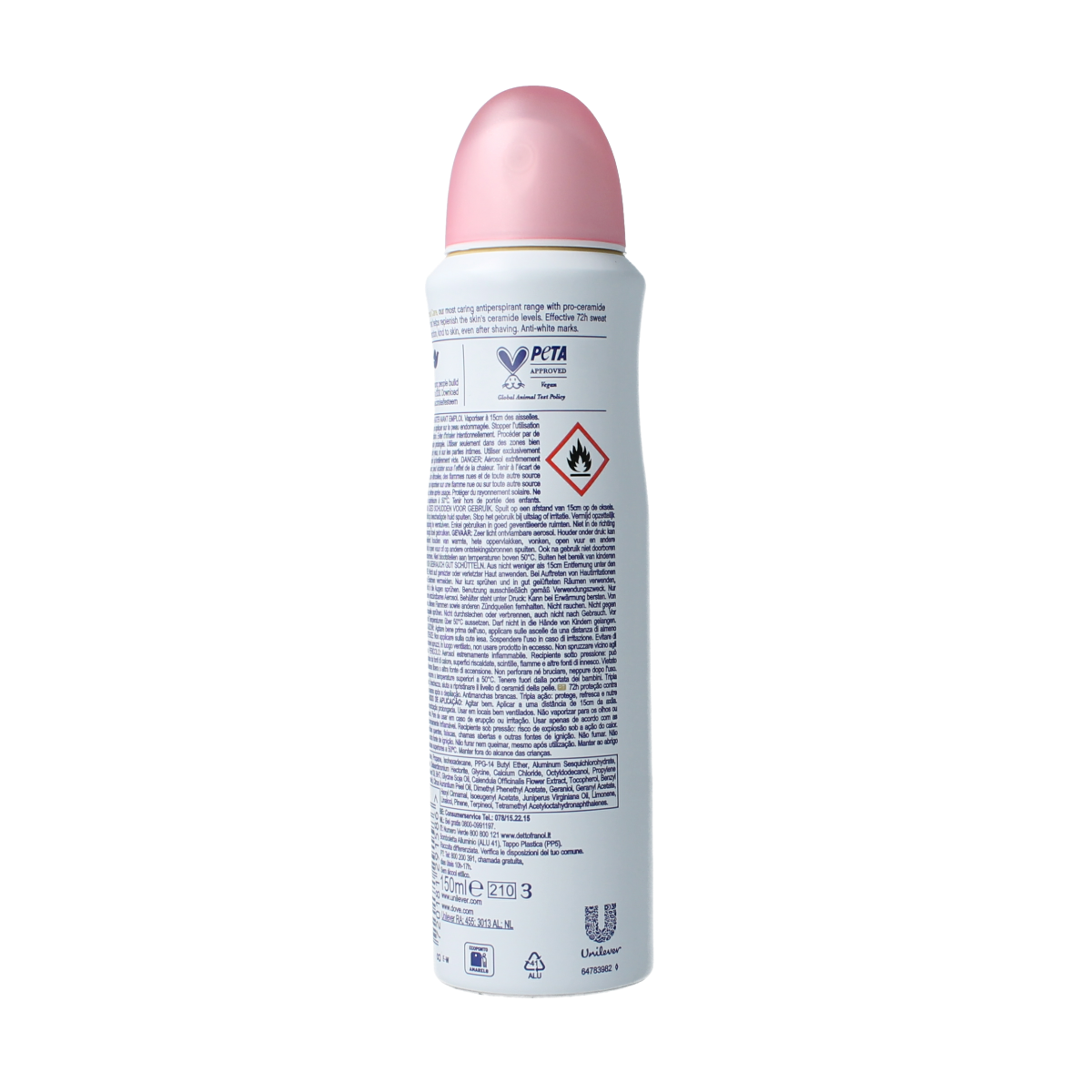Dove Invisible Care deodorant spray in 150ml bottle, showing the product with a sleek design and clear label.