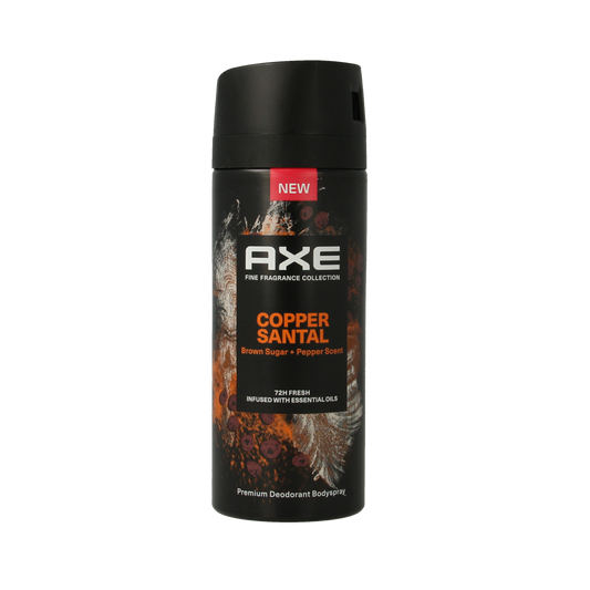 AXE Deodorant Bodyspray Kenobi Copper Santal 150ml, spray bottle with sleek copper and tan design, suitable for everyday freshness.