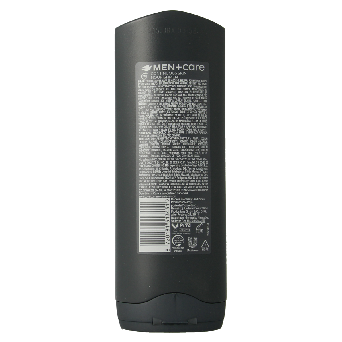 Dove Men+Care Extra Fresh shower gel in 250ml bottle with blue and white packaging, for refreshing personal care.