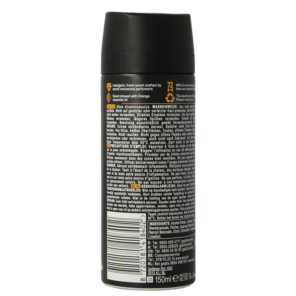 AXE Deodorant bodyspray black vanilla 150.00 Milliliter