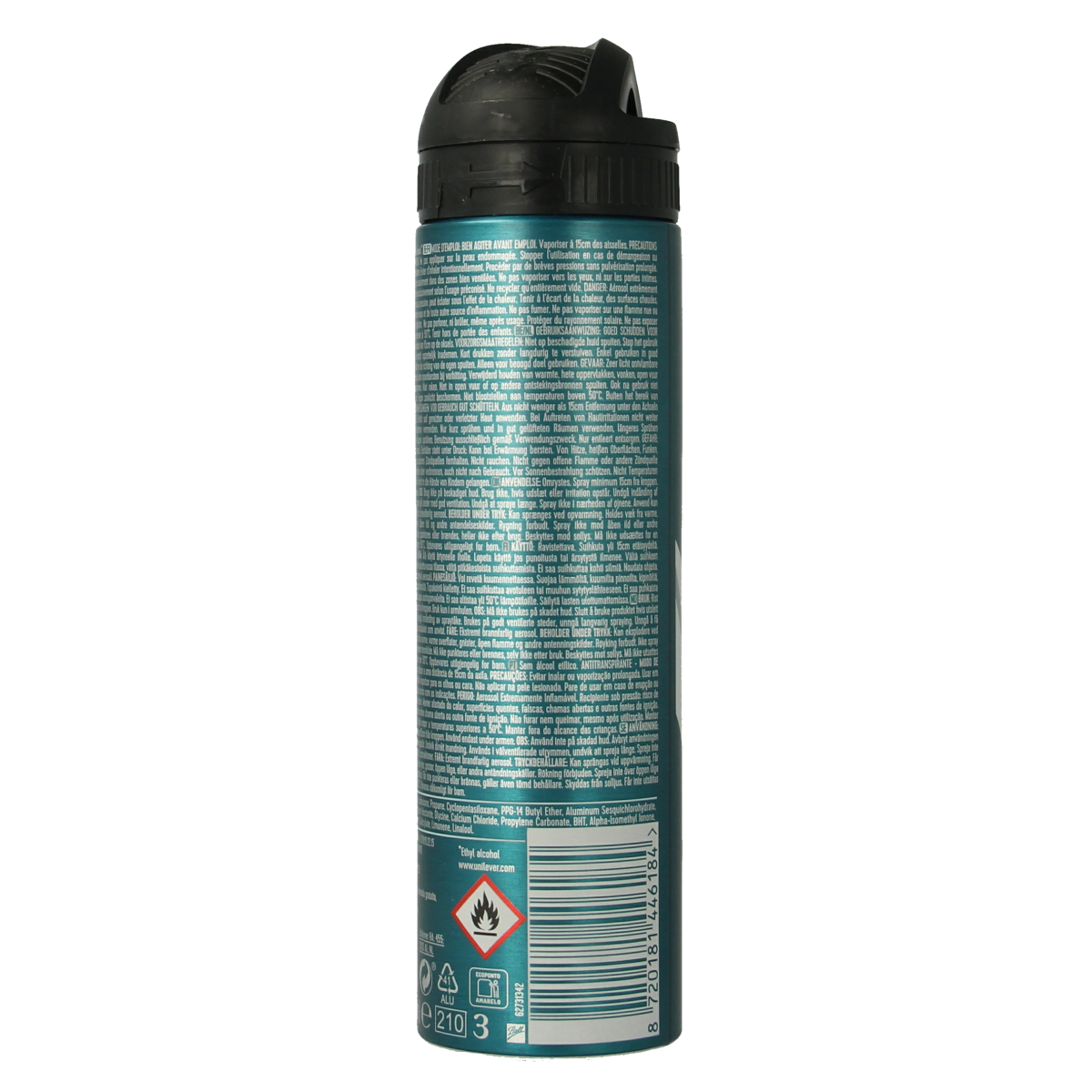 Rexona Invisible Black & White deodorant spray in 150ml bottle, with a sleek black and white design on the container.