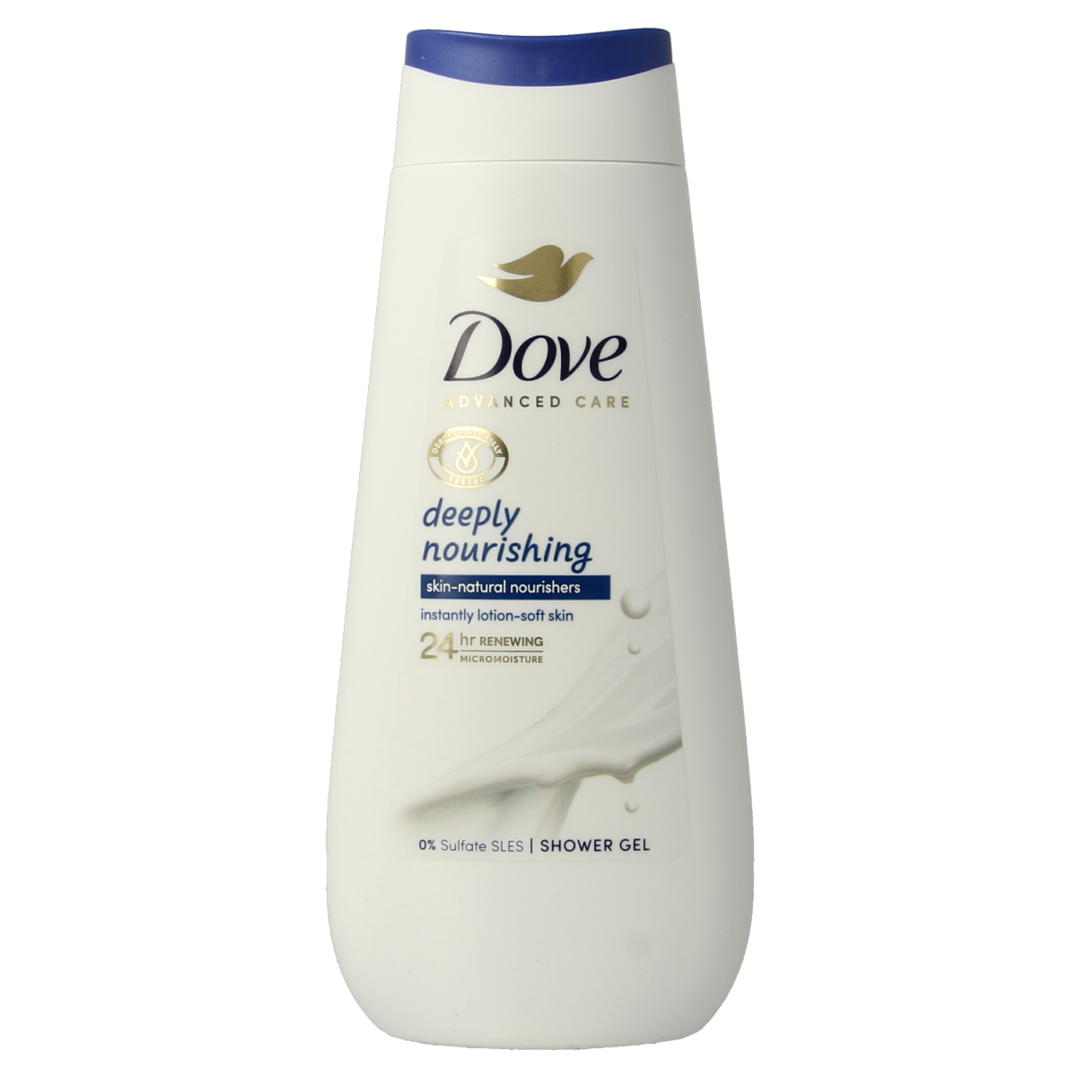Dove Shower Advanced Deep Nourish 225ml bottle with pump dispenser, moisturizing body wash for soft skin