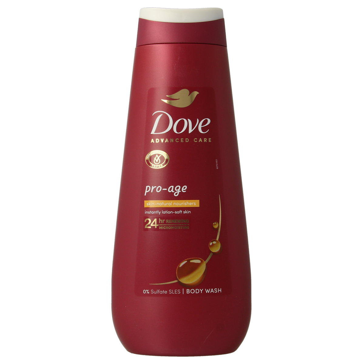 Dove Advanced Pro Age shower gel 400ml bottle, moisturizing body wash for mature skin, with a clean, white and silver design.