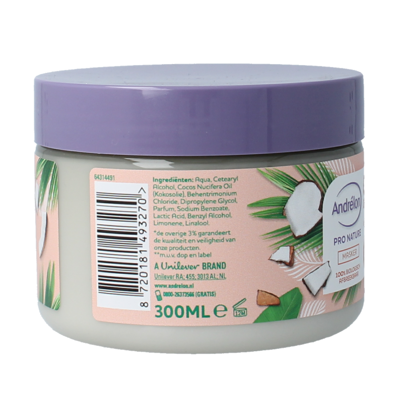 Andrelon Coco Curl Creation hair mask in 300ml jar, designed for curly hair care and hydration.
