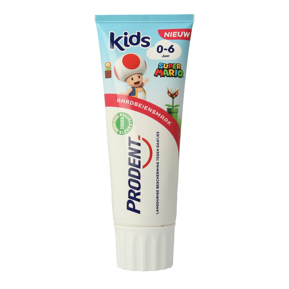 Prodent Kids toothpaste for ages 0-6, 75ml tube, featuring colorful packaging designed for young children.