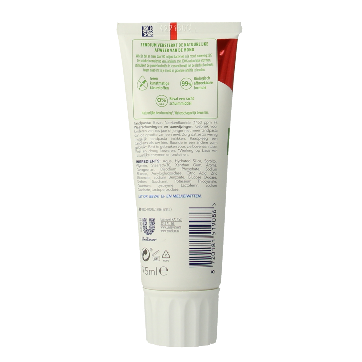 Zendium Tandpasta voor tandvleesbescherming, 75 ml, zachte whitening en bescherming tegen tandvleesproblemen, natuurlijke ingrediënten