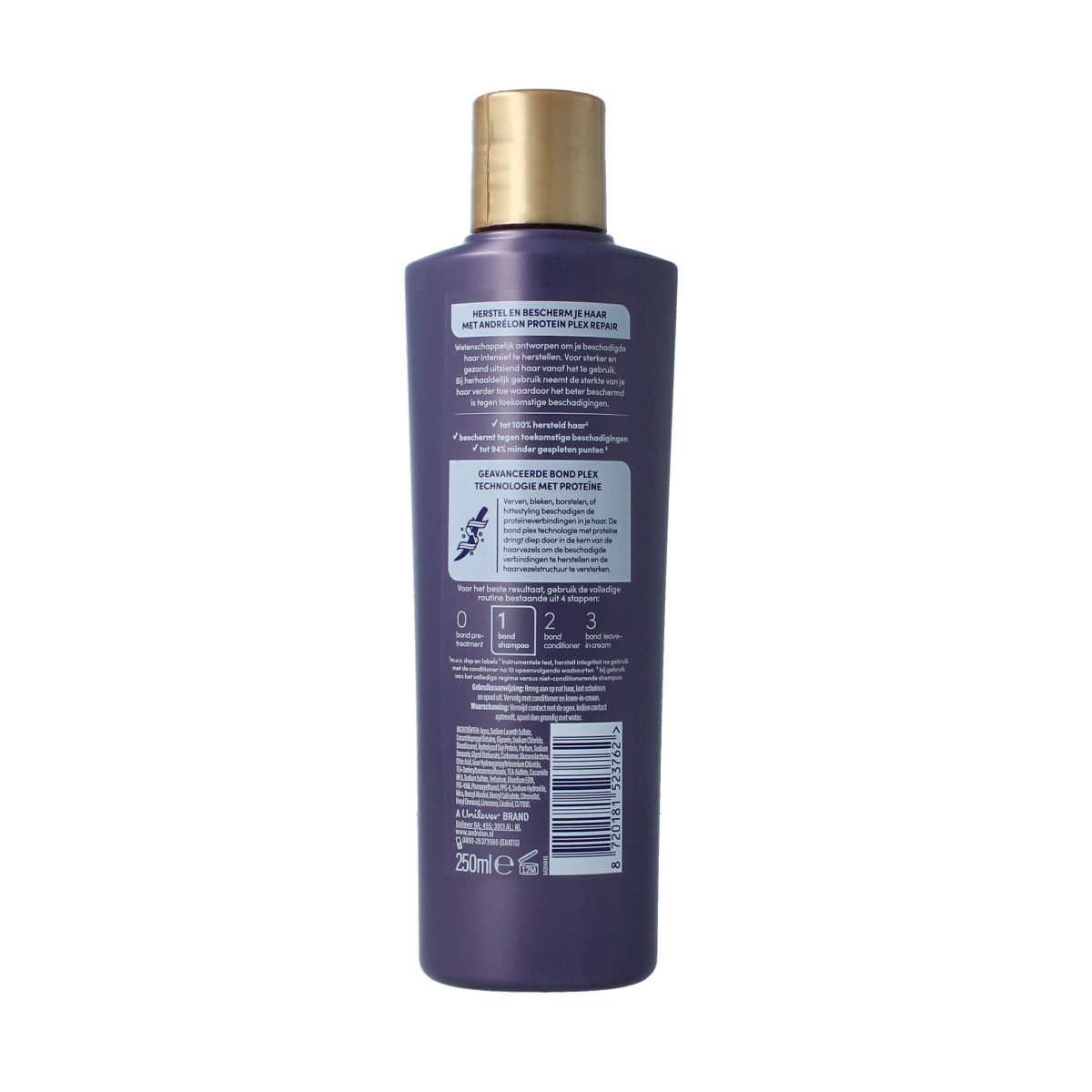 Andrelon Pro Care Protein Plex Repair shampoo bottle, 250ml, for hair strengthening and nourishing hair care.