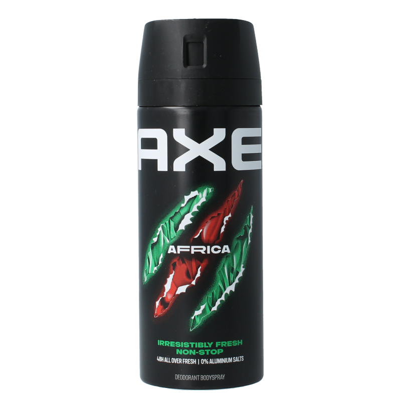 AXE Africa deodorant bodyspray in a 150ml spray can, featuring a sleek design and fresh scent for daily use.