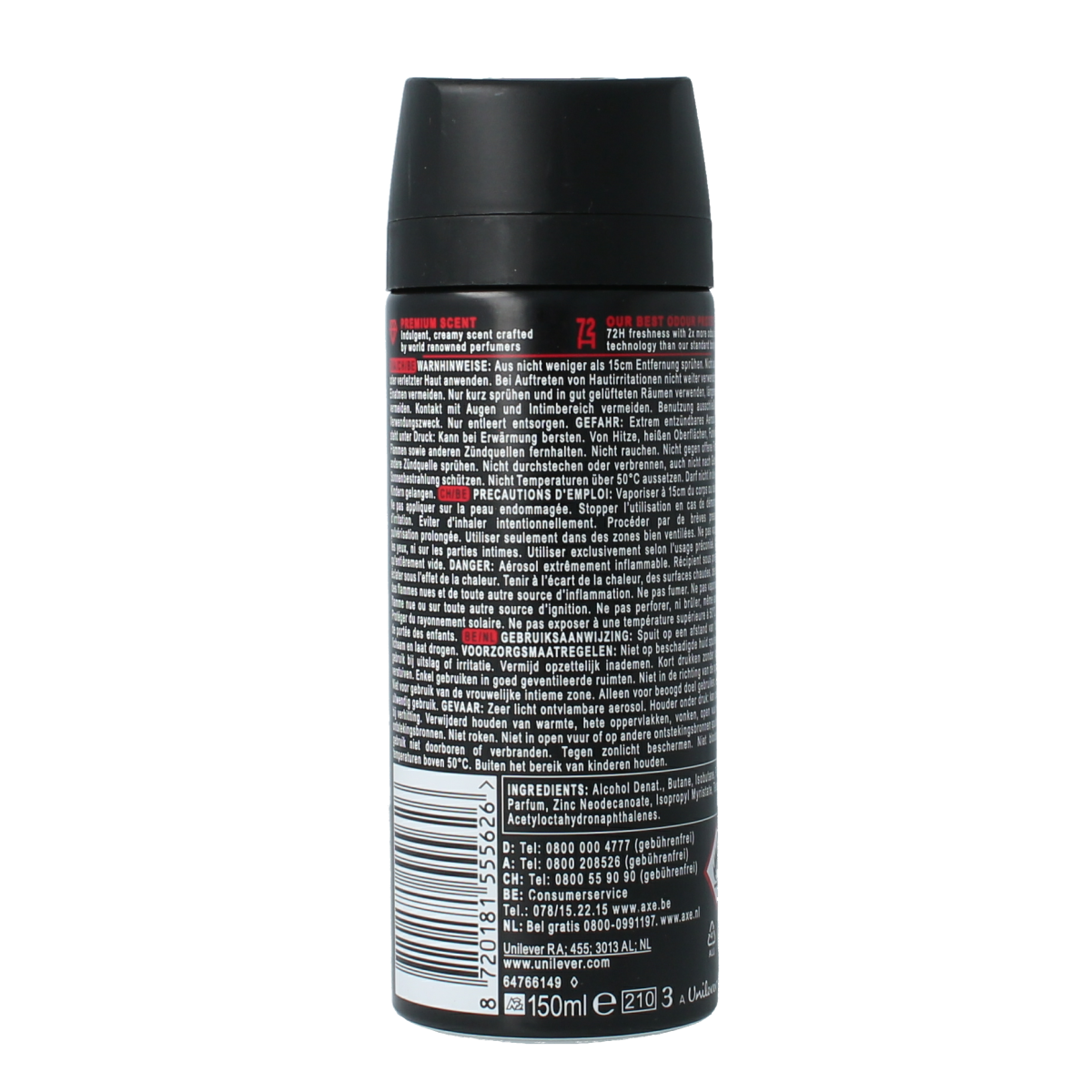 AXE Cherry Fizz deodorant bodyspray bottle, 150ml, with cherry scent and spray nozzle, for fresh, long-lasting odor protection