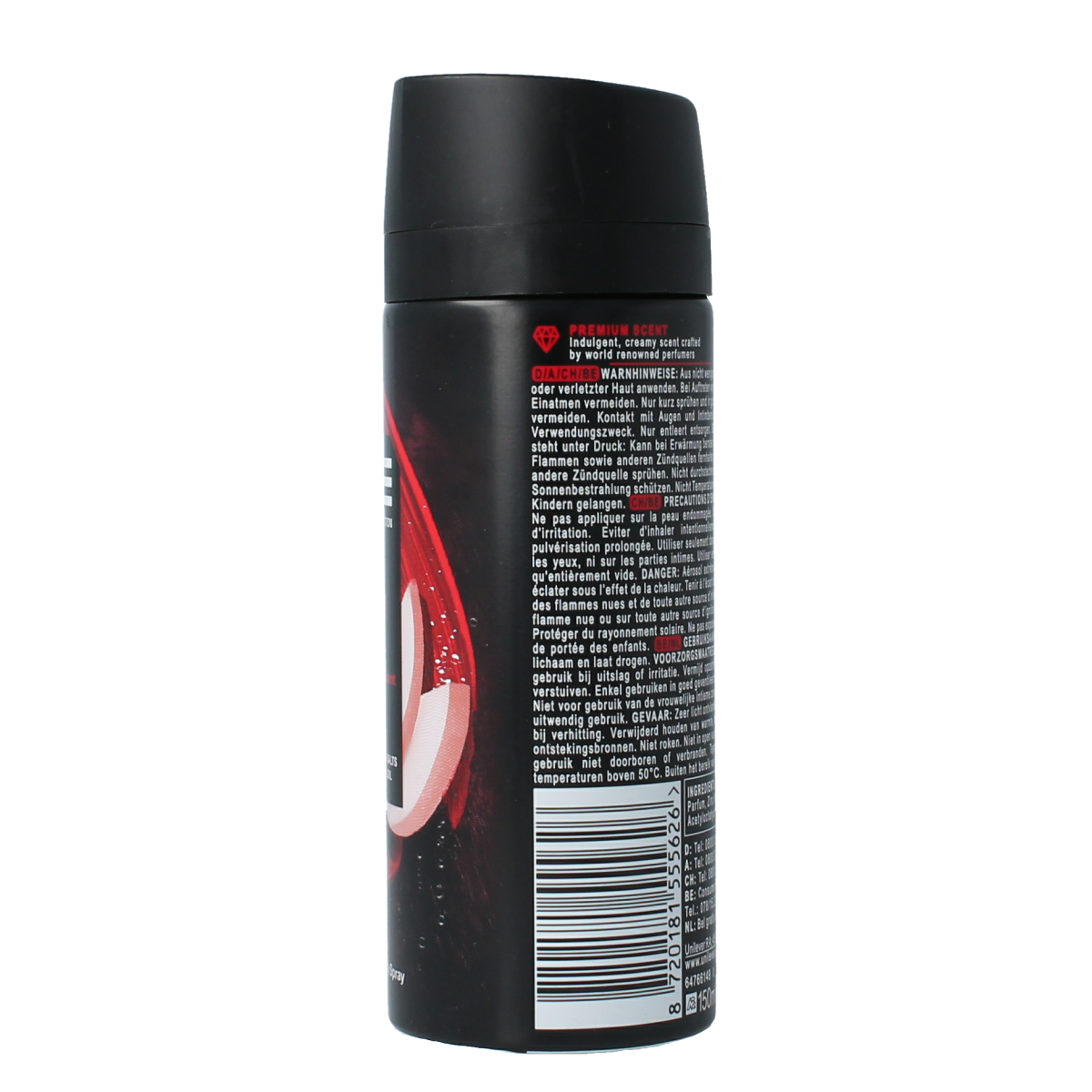 AXE Cherry Fizz deodorant bodyspray in a 150ml bottle with a cherry-themed design, designed for fresh scent and body freshness.