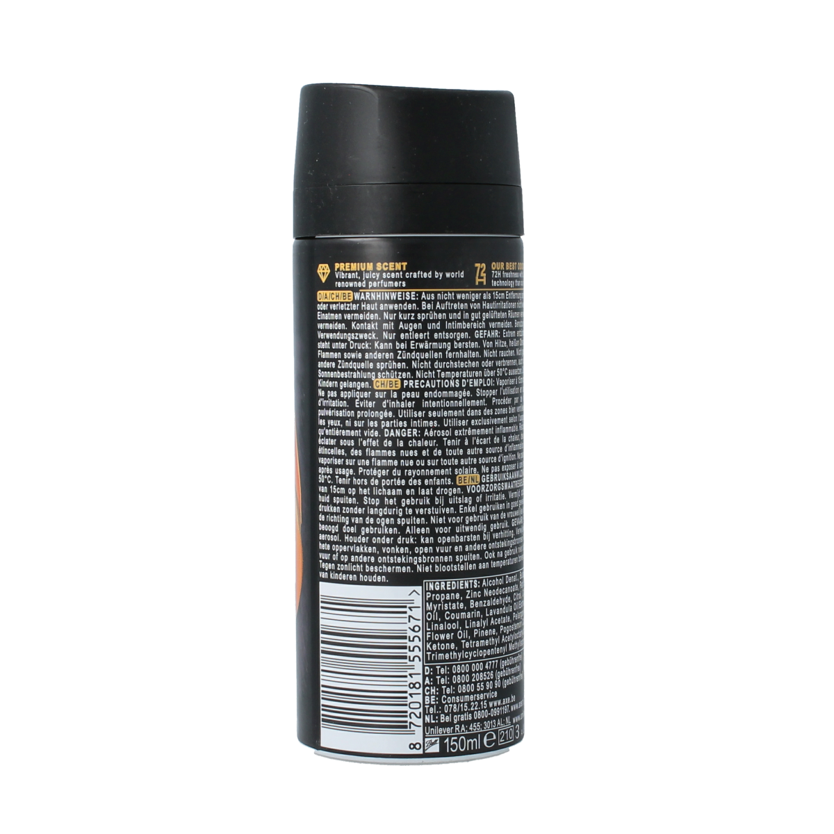 AXE Peach Infusion deodorant bodyspray 150ml spray bottle with peach-shaped design and fresh, fruity scent.