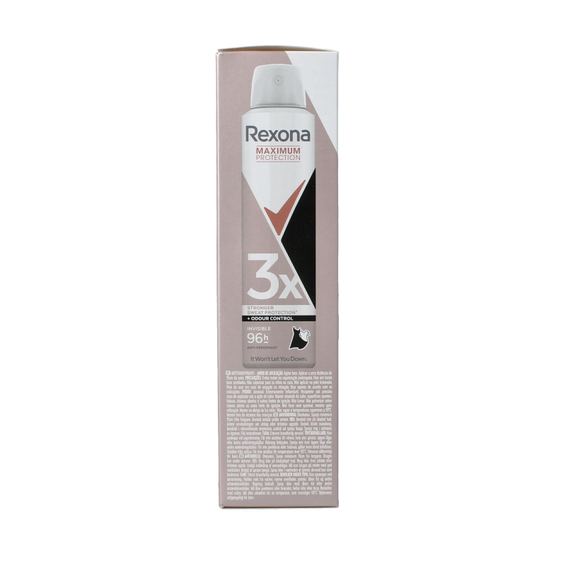 Rexona Max Pro Invisible deodorant spray bottle, 150ml, with silver cap and branding visible on the aerosol can.