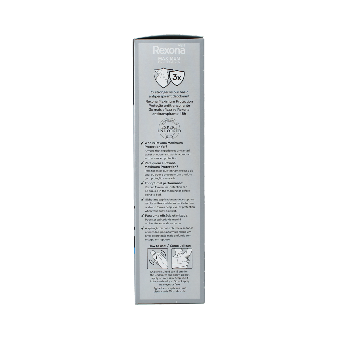 Rexona Max Protection Cobalt Dry deodorant spray bottle, 150ml, with spray nozzle and sleek design for strong odor protection.