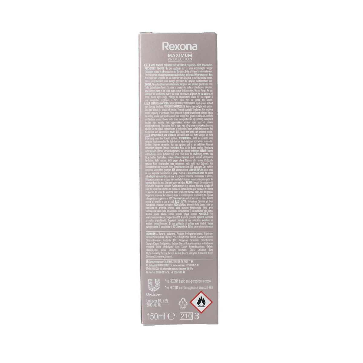 Rexona Deodorant spray max pro clean scent 150.00 Milliliter