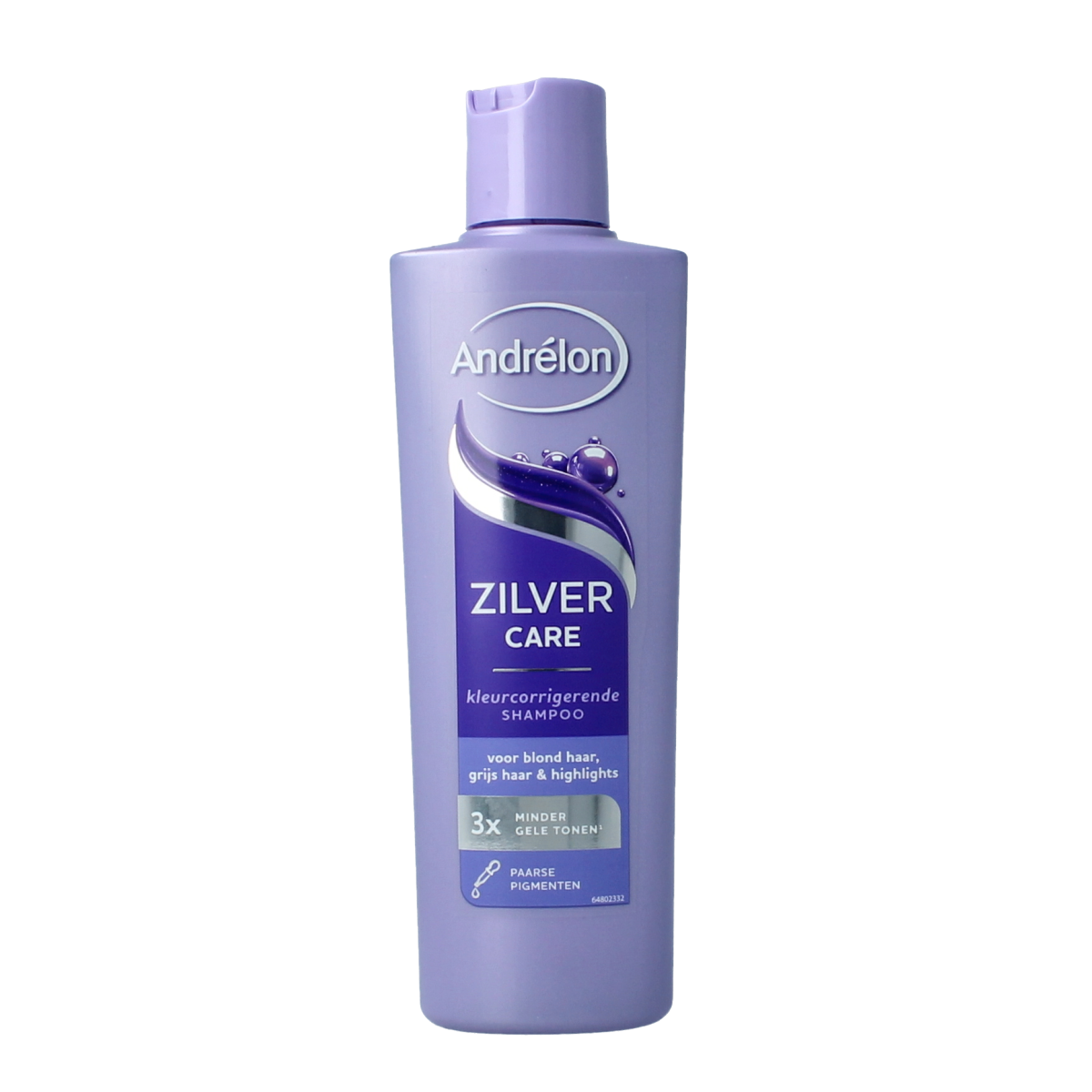 Andrelon Silver Care Shampoo in 250ml bottle, designed for hair cleansing and brightening with silver-infused formula.