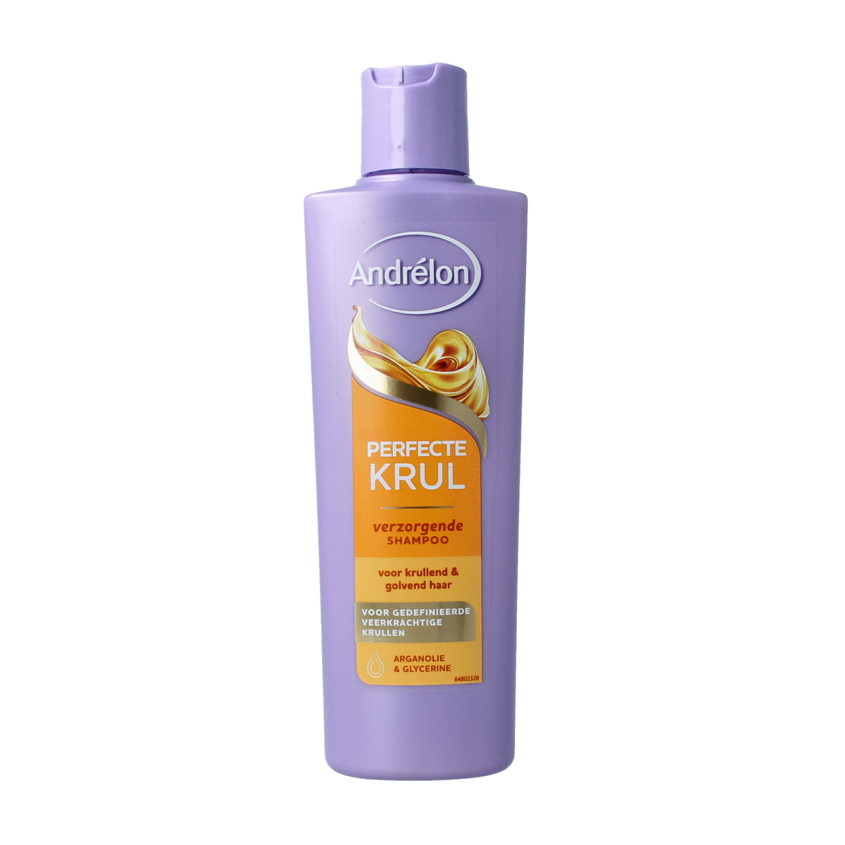 Andrelon Shampoo Perfecte Krul bottle showing 250ml size, with curly hair care product in a sleek bottle for textured curls.