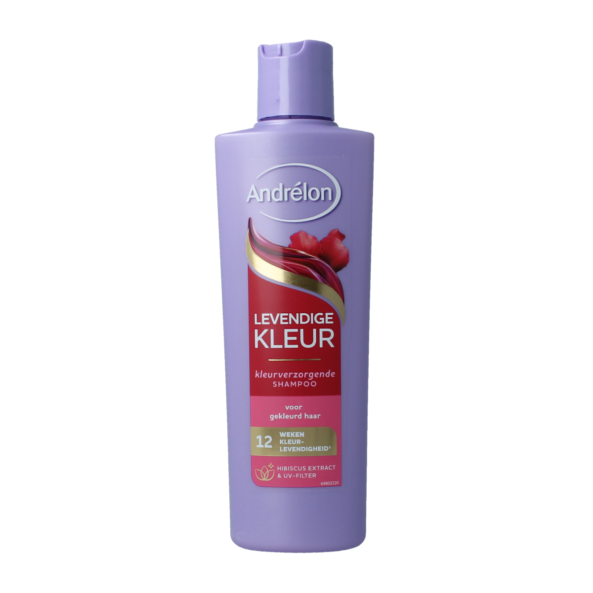 Andrelon shampoo for vibrant color hair, 250ml bottle, showcasing the colorful packaging and product label.