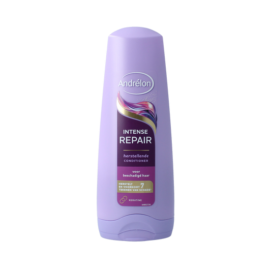 Andrelon Care & Repair conditioner for hair, 200ml bottle with label and applicator cap, in a haircare product image