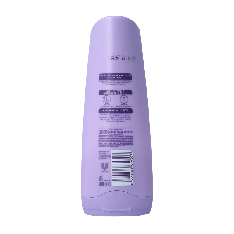 Andrelon Conditioner Perfecte Krul in 200ml bottle, nourishing hair care for defined, bouncy curls with natural shine.