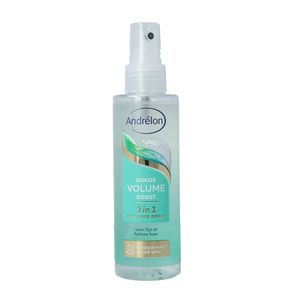 Andrelon Volumespray verzorgend kokos haarverzorging spray in 150ml bottle, designed to add volume and nourish hair.