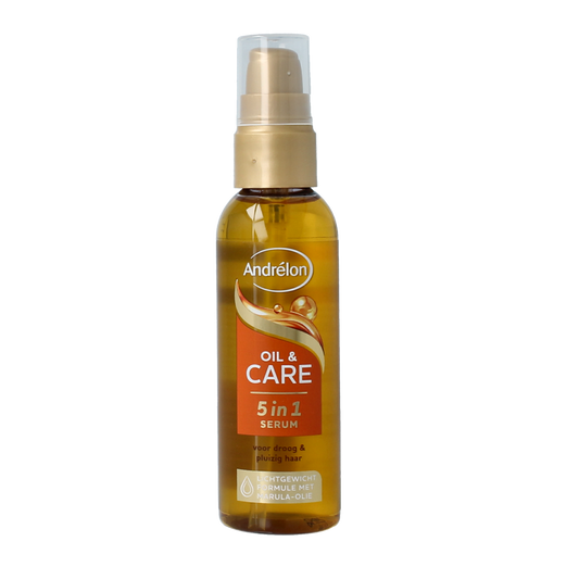 Andrelon Serum Oil & Care for hair, 75ml, nourishing hair treatment with nourishing oil and care ingredients.