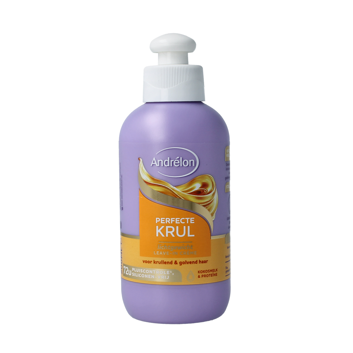Andrelon Leave-in Creme Perfecte Krul for curly hair, 200ml, showing the jar with product label and curl-enhancing formula.