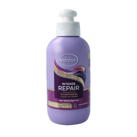 Andrelon Leave-in Creme Care & Repair for hair, 200ml, nourishing hair care product with creamy texture and healthy shine.