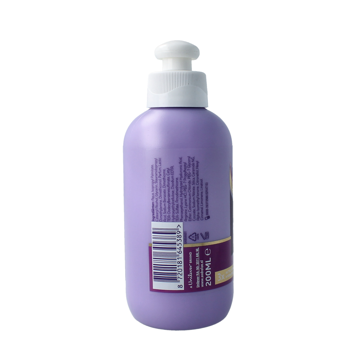 Andrelon Leave-in Creme Care & Repair for hair, 200ml, moisturizing and repairing hair treatment in a white bottle.